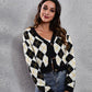 Fashion Mood Geometric Button Up Long Sleeve Cardigan
