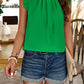 Frill Ruched Mock Neck Sleeveless Blouse
