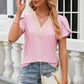Eyelet V-Neck Petal Sleeve T-Shirt