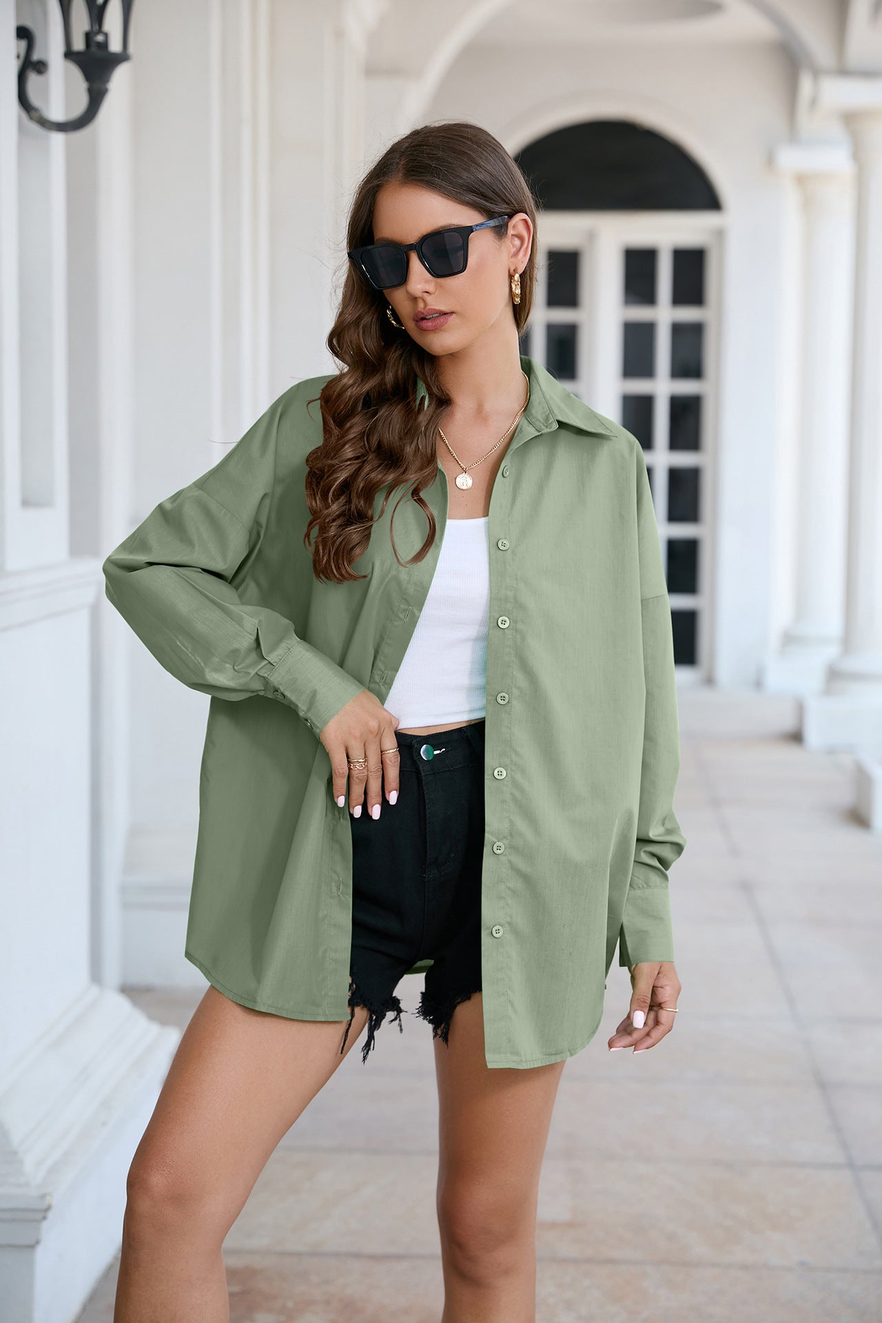 Full Size Dropped Shoulder Longline Shirt