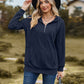 Full Size Cable-Knit Zip-Up Hooded Blouse