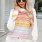 Round Neck Printed Dropped Shoulder Knit Top
