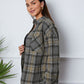 Plaid Snap Down Long Sleeve Shacket