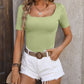 Square Neck Short Sleeve Sweater