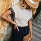 Contrast Round Neck Short Sleeve Knit Top