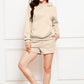 Drop Shoulder Long Sleeve Hoodie and Shorts Set