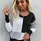 Women's Color Block Ribbed Trim Round Neck Knit Pullover