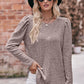 Round Neck Puff Sleeve Ribbed Top