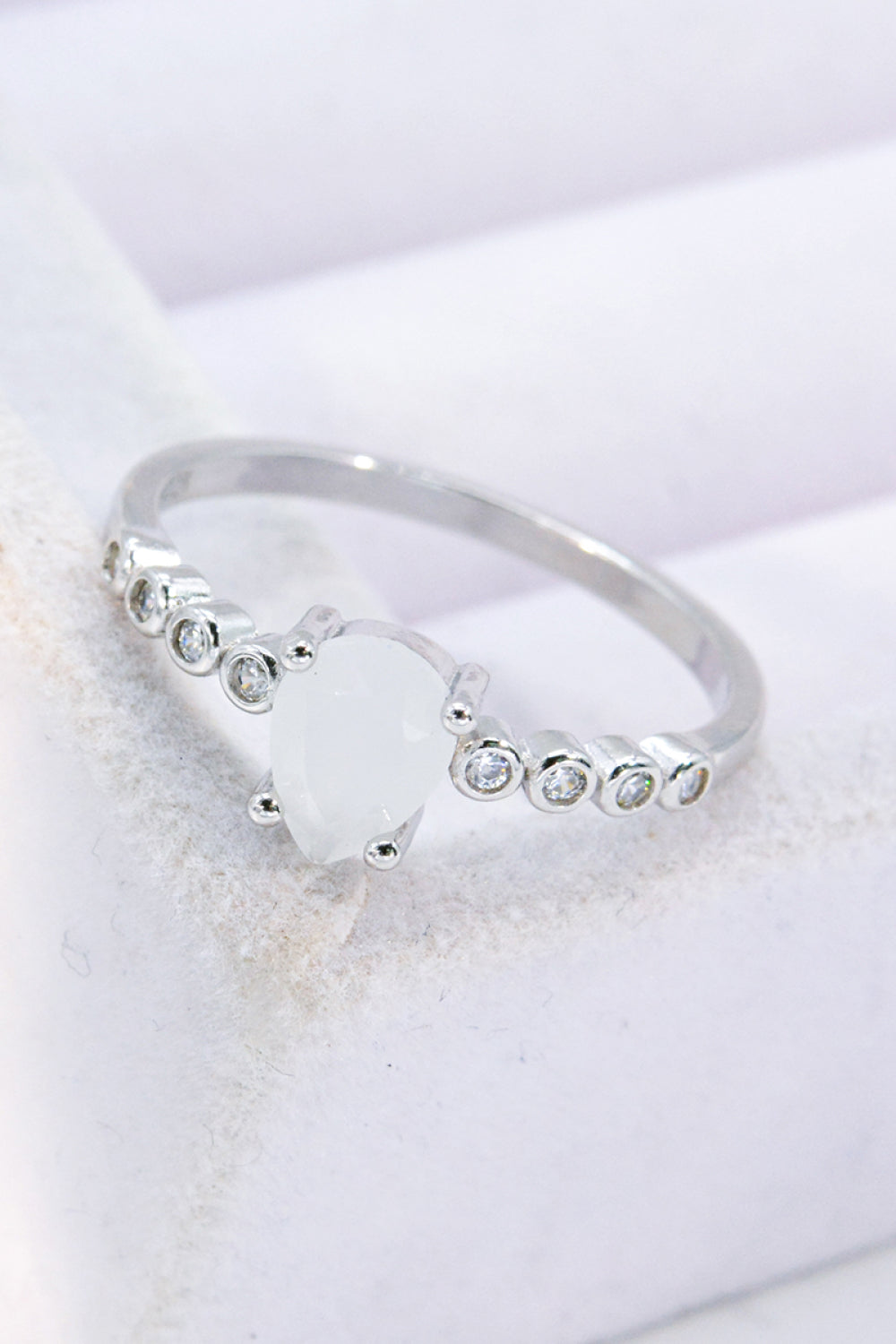 Women's Teardrop Natural Moonstone Ring