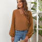 Full Size Swiss Dot Balloon Sleeve Blouse