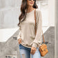 Quarter Button Dropped Shoulder Blouse