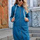 Full Size Zip-Up Longline Hoodie with Pockets