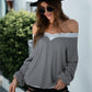 Off-Shoulder Waffle-knit Dropped Shoulder Blouse
