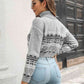 Turtleneck Geometric Long Sleeve Sweater