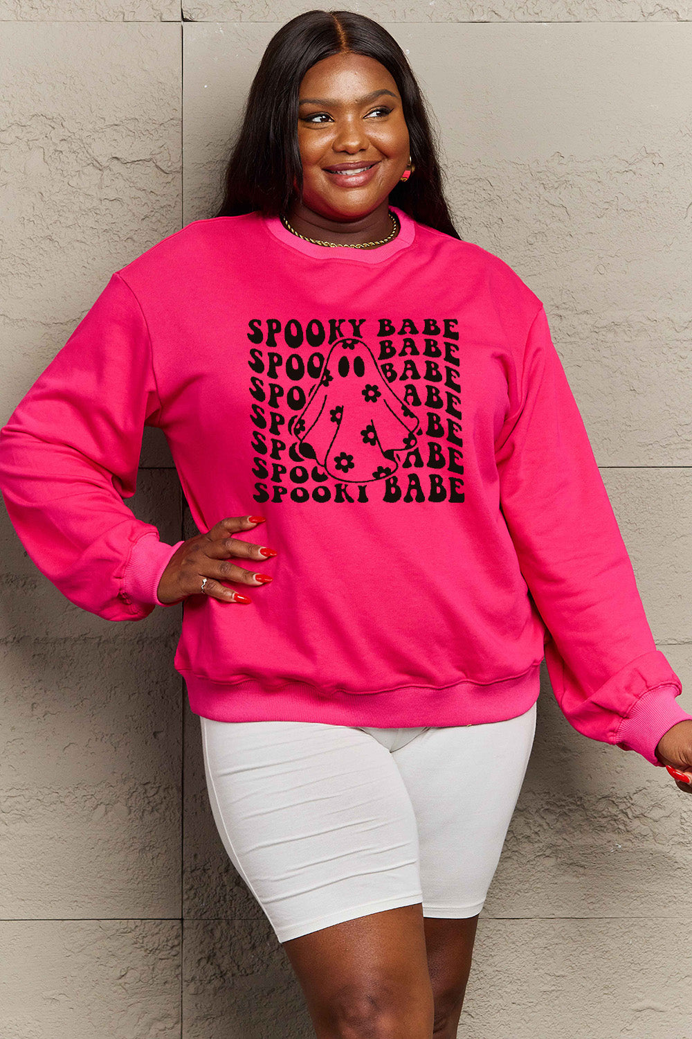 Simply Love Full Size SPOOKY BABE Graphic HALLOWEEN Sweatshirt