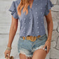 Swiss Dot Notched Cap Sleeve T-Shirt