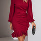 Women's DentaCosmo Ruched Ruffled Balloon Sleeve Mini Dress