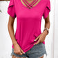Malibu Dreams Women's Strappy V-Neck Petal Sleeve Top