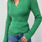 Johnny Collar Rib-Knit Top