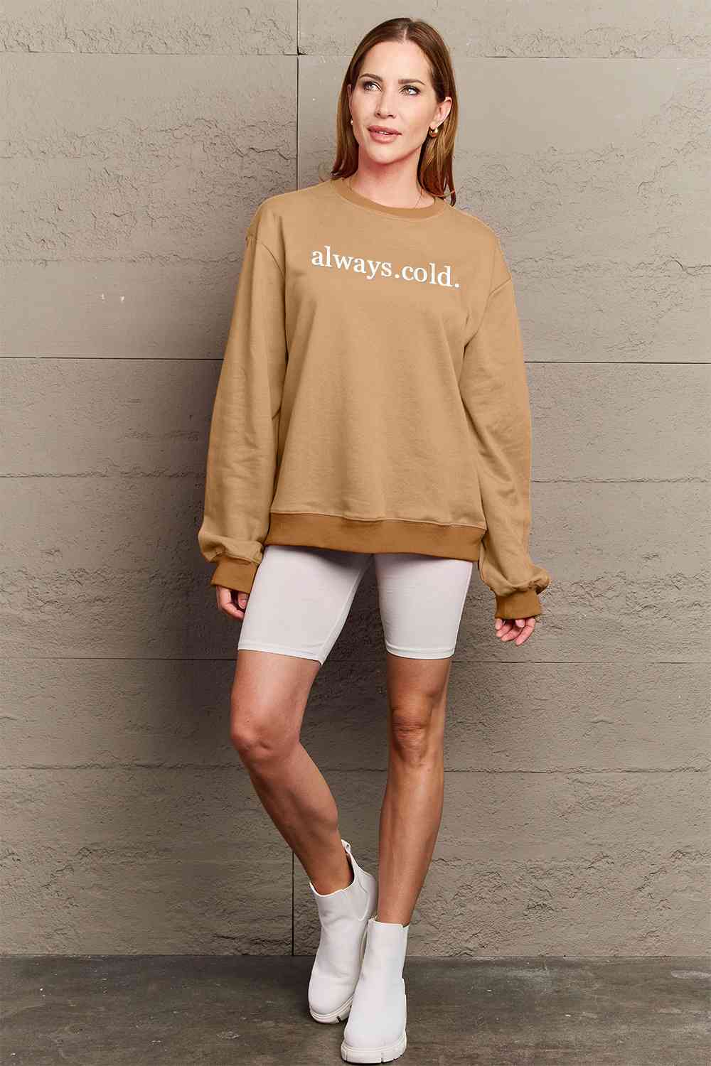 Simply Love Full Size ALWAYS.COLD. Graphic Sweatshirt