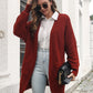 Open Front Rib-Knit Cardigan with Pockets