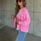 Love Cozy Stuff Ribbed Collared Neck Button Up Jacket