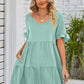 SO BOHO Full Size V-Neck Flounce Sleeve Tiered Dress