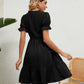 Women's Full Size Smocked Flounce Sleeve Ruffle Hem Dress