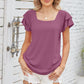 Full Size Square Neck Flutter Sleeve Top