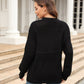 Hannah&Mea Round Neck Openwork Long Sleeve Pullover Sweater