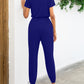 Short Sleeve V-Neck Jumpsuit with Pockets