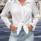Collared Neck Half Sleeve Twisted Shirt