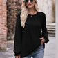 Long Flounce Sleeve Round Neck Blouse