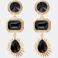 Geometrical Shape Zinc Alloy Frame Glass Dangle Earrings