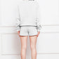 Comfy n' Cozy Round Neck Long Sleeve Sweatshirt and Drawstring Shorts Set
