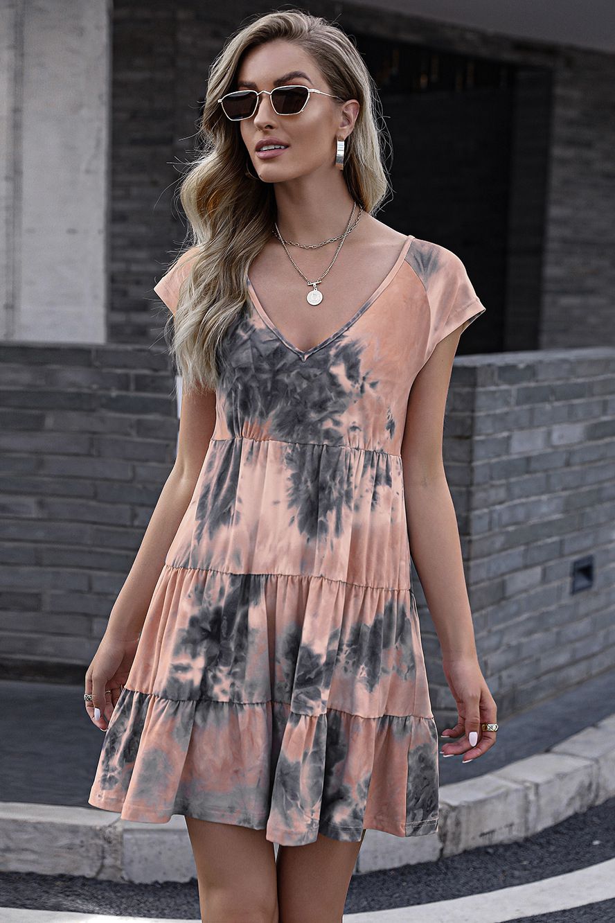 Women's NovaAnna Tie-Dye Ruffle Hem Dress