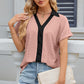 Eyelet Johnny Collar Short Sleeve T-Shirt
