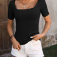 Square Neck Short Sleeve Sweater