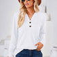Notched Button Detail Long Sleeve T-Shirt