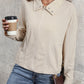 Zip Up Pocketed Collared Neck Dropped Shoulder Jacket
