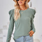 Round Neck Puff Sleeve Blouse