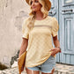 Openwork Round Neck Short Sleeve T-Shirt