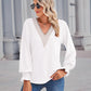 V-Neck Eyelet Flounce Sleeve Blouse