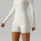 Square Neck Long Sleeve Active Romper