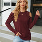 Full Size Dropped Shoulder Long Sleeve Blouse