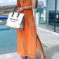 Openwork Slit Cutout Wide Strap Dress