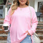 Plus Size Leopard Exposed Seam Long Sleeve Sweatshirt
