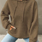Full Size Textured Drawstring Drop Shoulder Hoodie