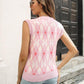Zoe&Hannah Geometric V-Neck Blush Pink Sweater Vest