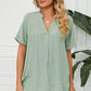 Ruched Notched Short Sleeve Blouse